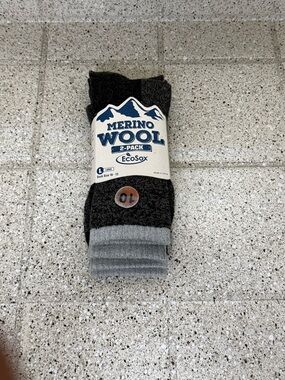 NEW EcoSox Merino Wool 2-Pack Socks Size 10-13